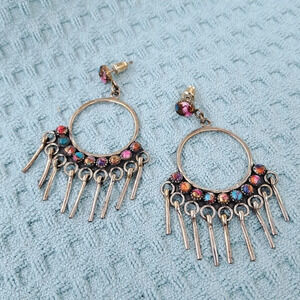 Sterling Silver Dangle Earrings With Spiny Oyster Turquoise.